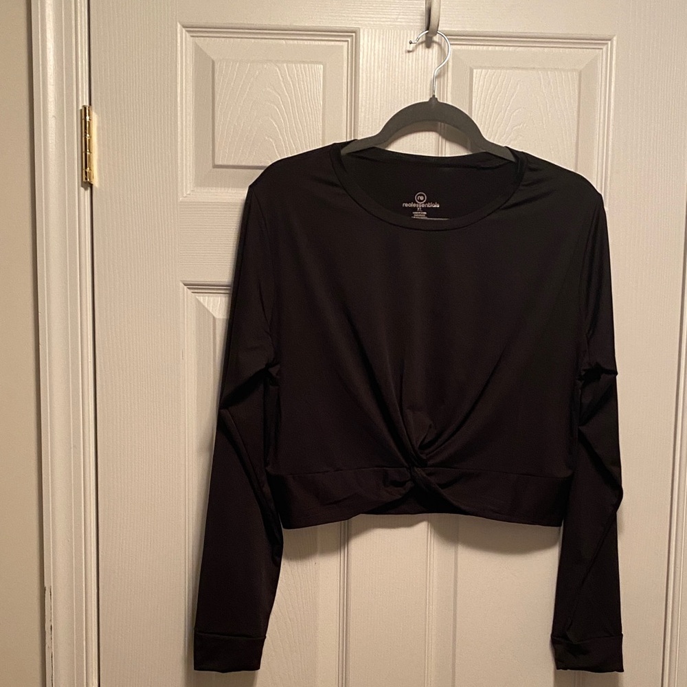 Real Essentials Black Twist Front Crop Top…size XL